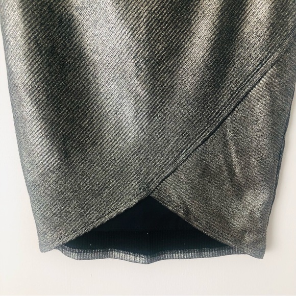 5 for $25! 💕 Agaci Golden Shimmer Black Mid Slit Pencil Skirt - Picture 5 of 10